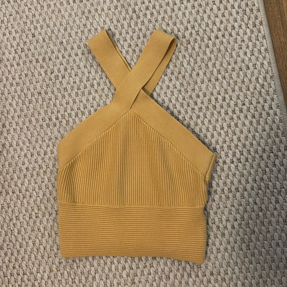 Abercrombie Yellow High Neck Crop Top
